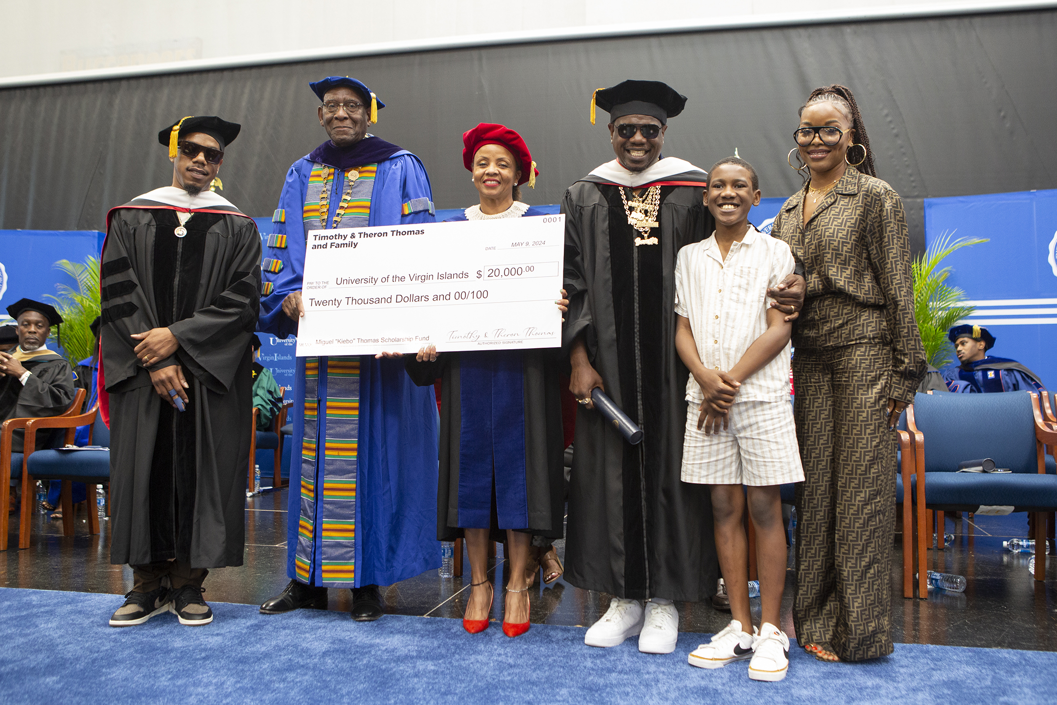 Photo of the Check Presentation at the 2024 Commencement