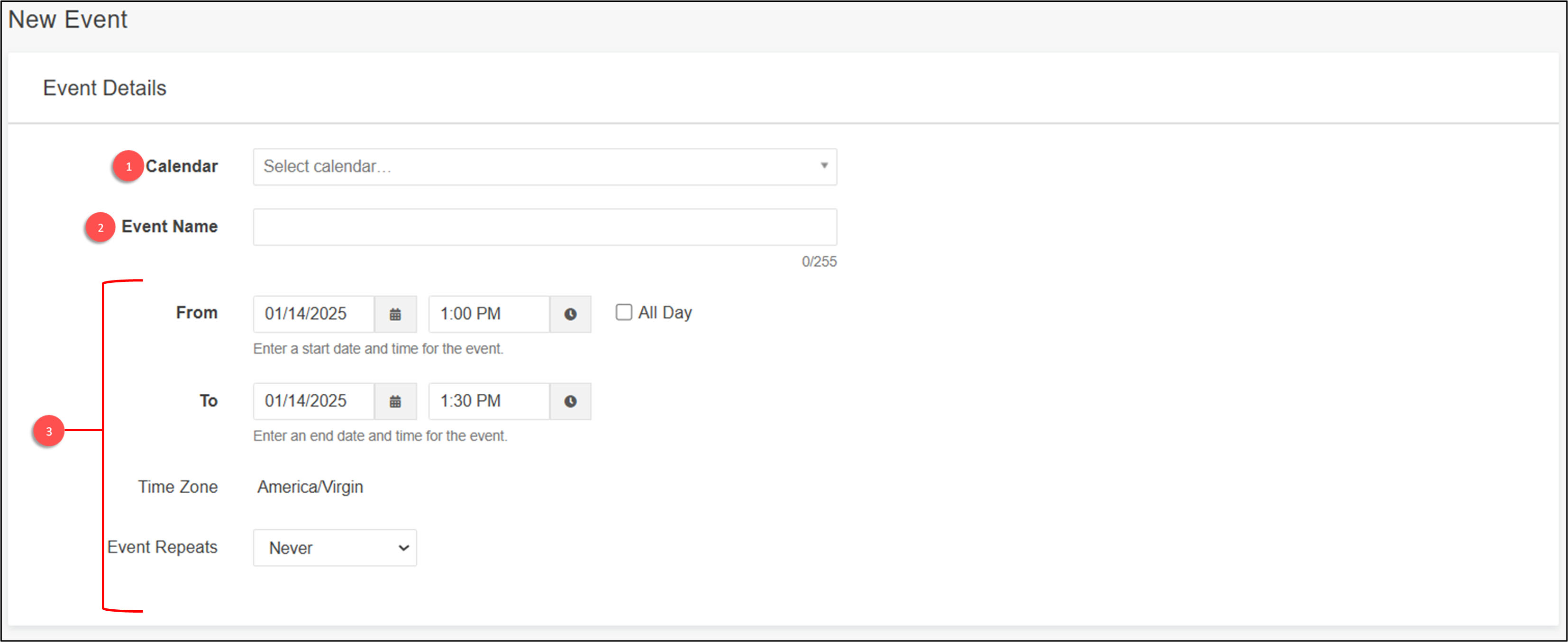 Event Details Section