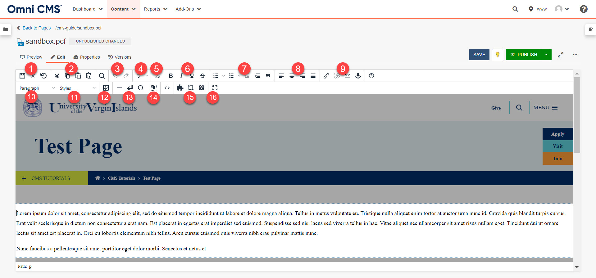 Editing Toolbar WYSIWYG