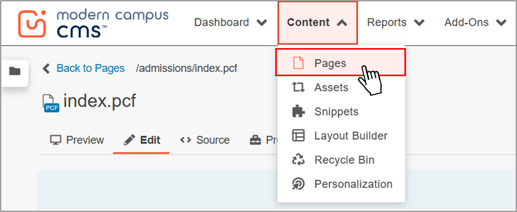 Pages on Nav Bar