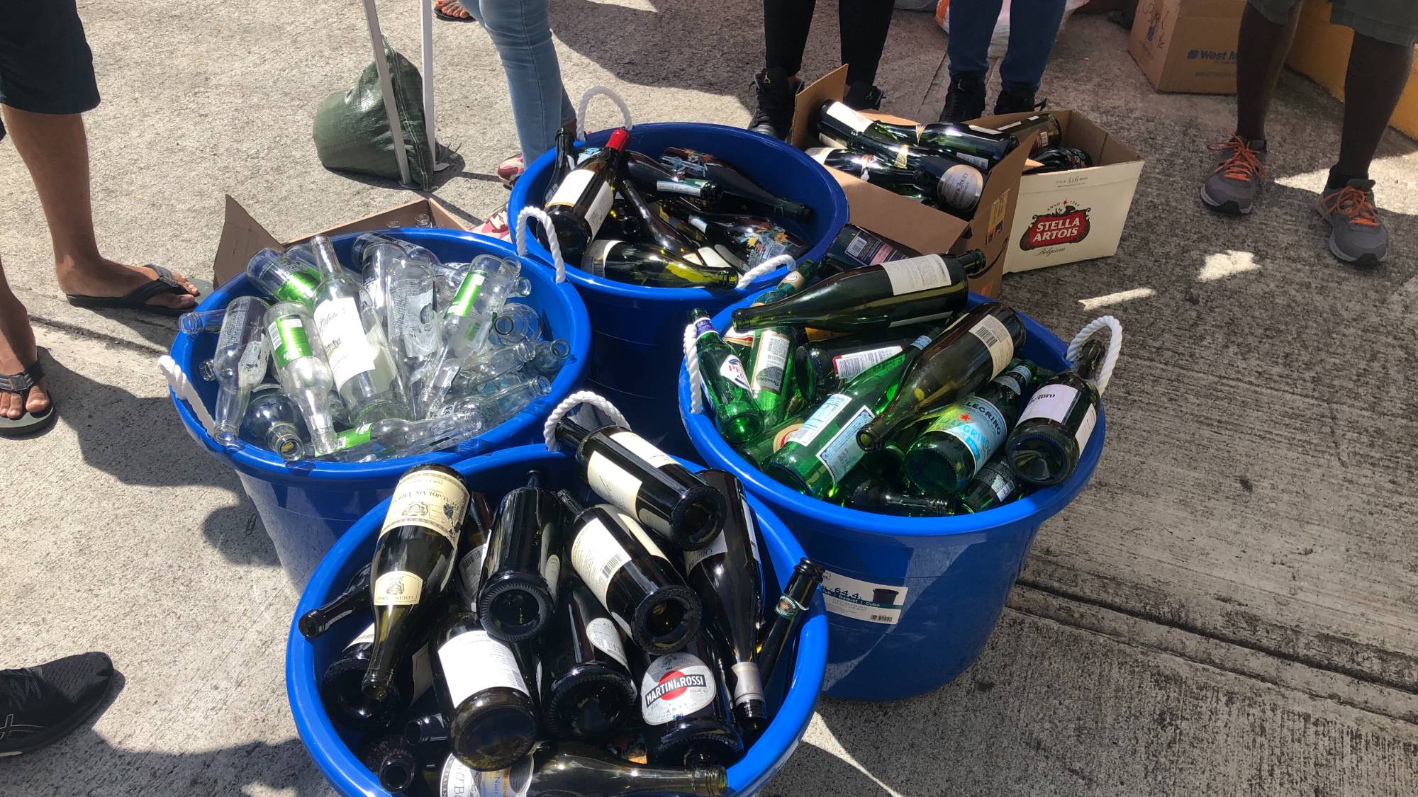 Collection of glass beverage bottles