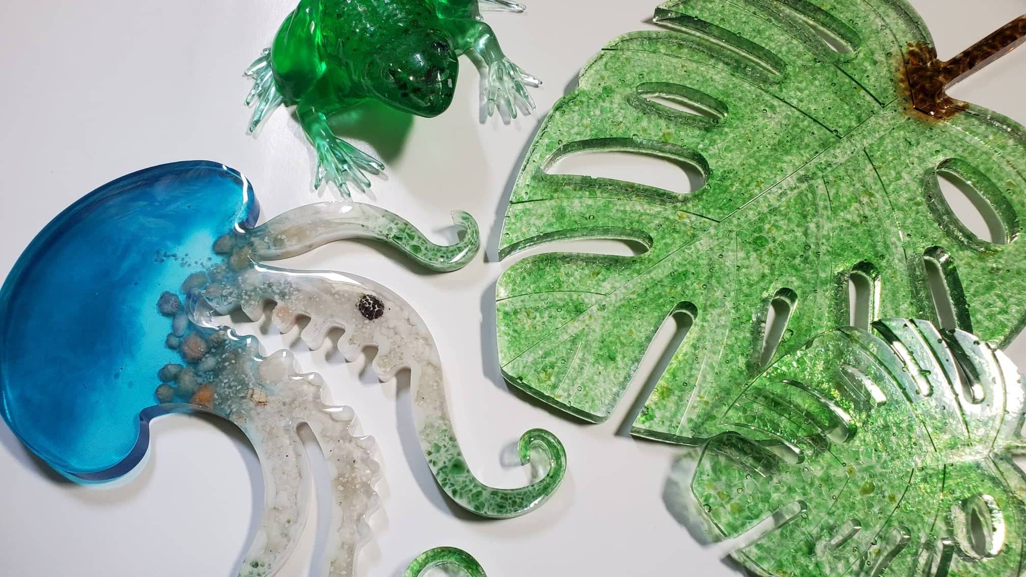 Glass art using resin