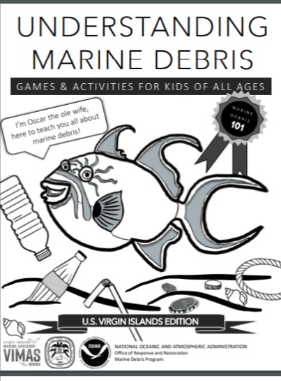 Cover page for the USVI Marine Debris Activity book 