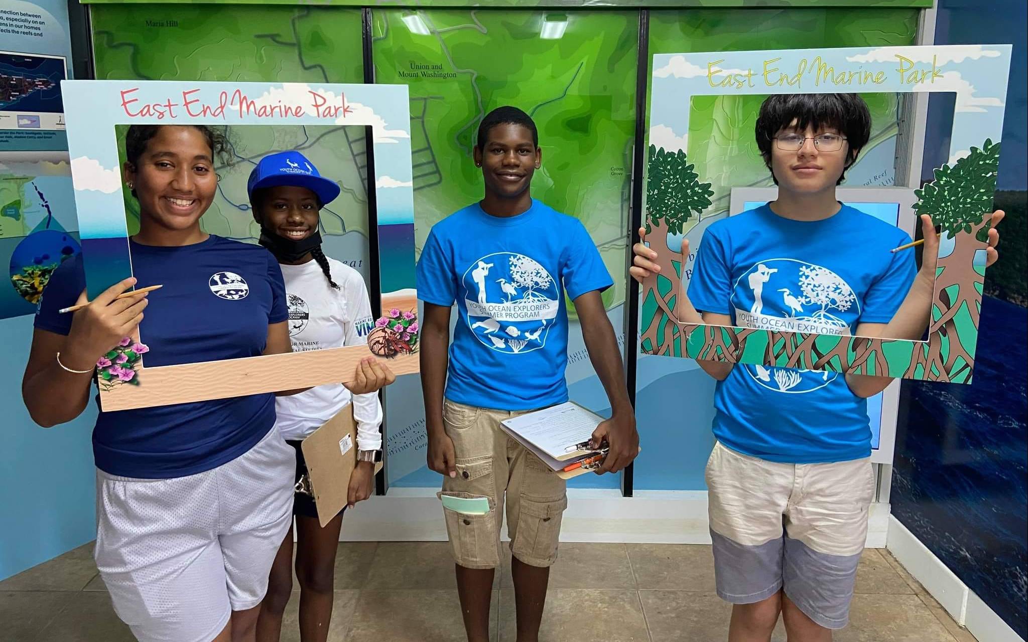 Students posing at the STX East End Marine Park