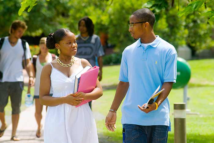 Students walking on campus