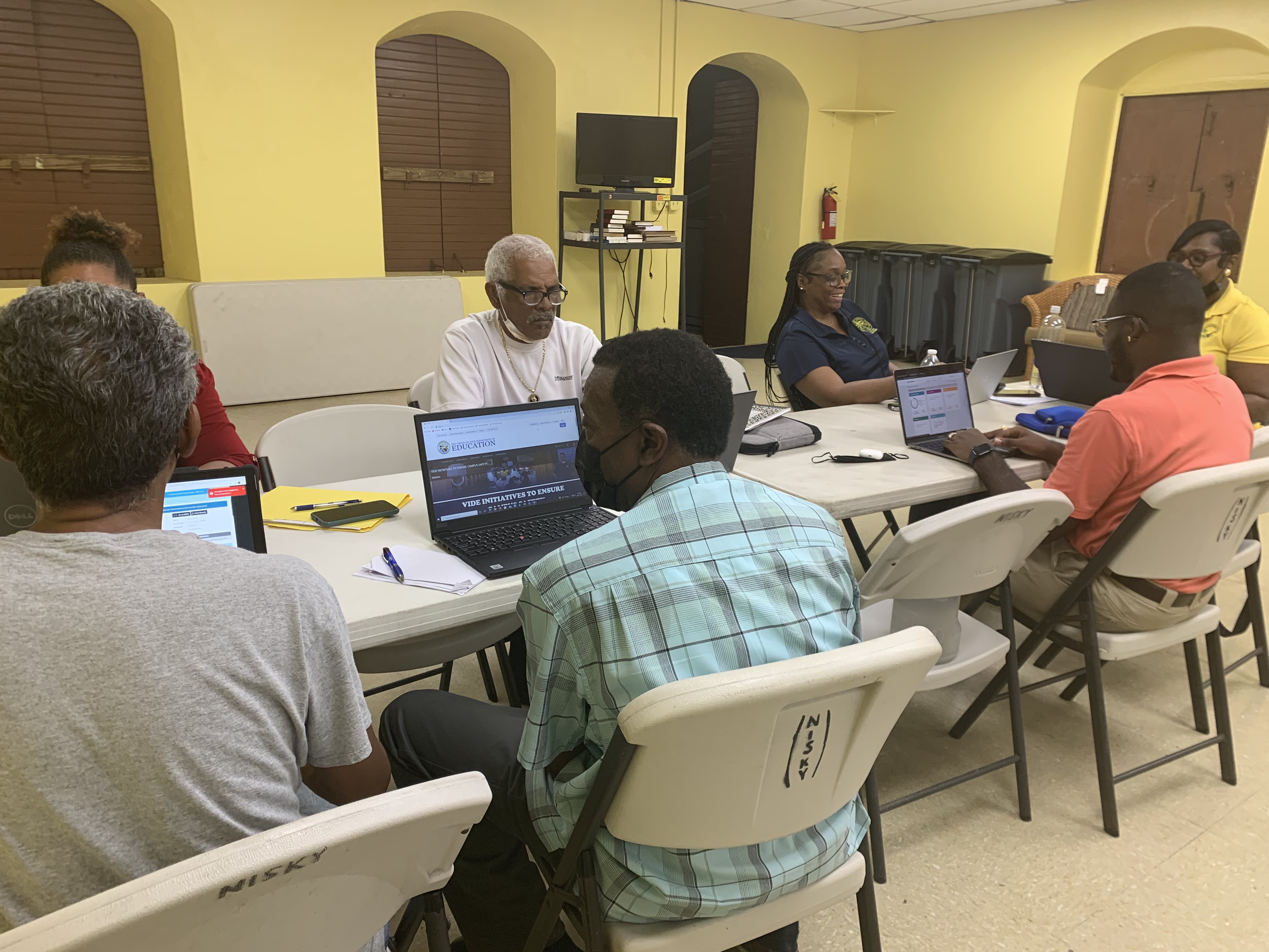 Community members from Nisky Moravian Church attend digital literacy training.