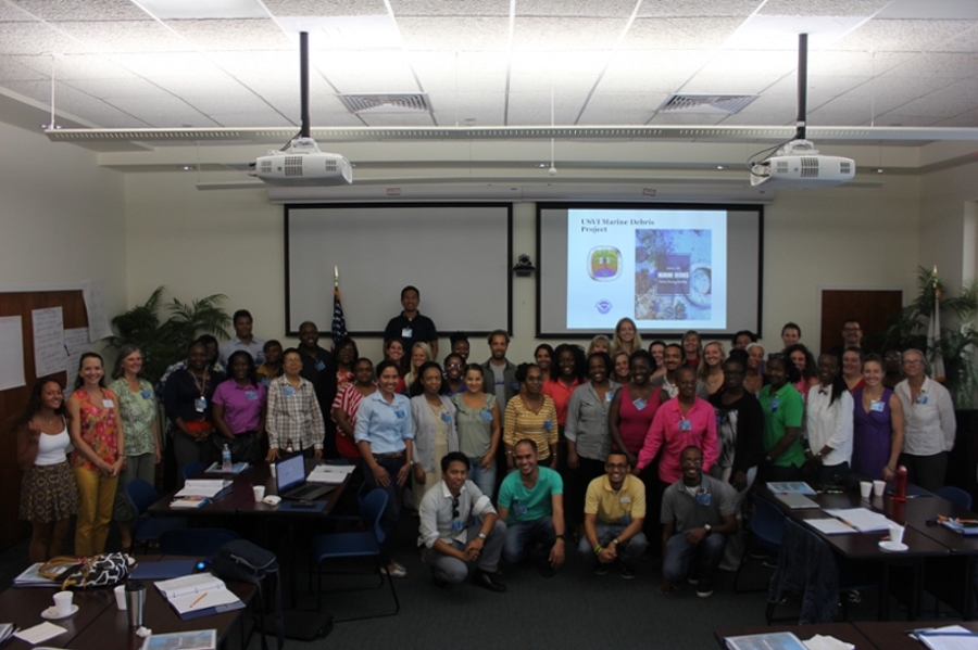 Group photo of the NOAA Marine Debris Educators Workshop