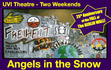 graphic for UVI Theatre production - Angels in the Snow