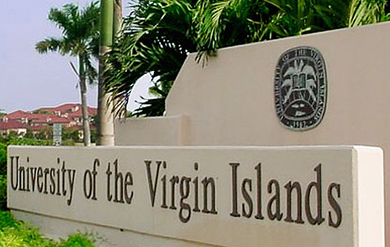 Signage of the University of the Virgin Islands Albert A. Sheen Campus on St. Croix